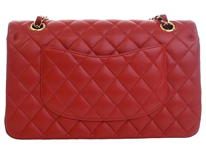 Chanel Red Medium Classic Lambskin Double Flap Rouge - vue 4
