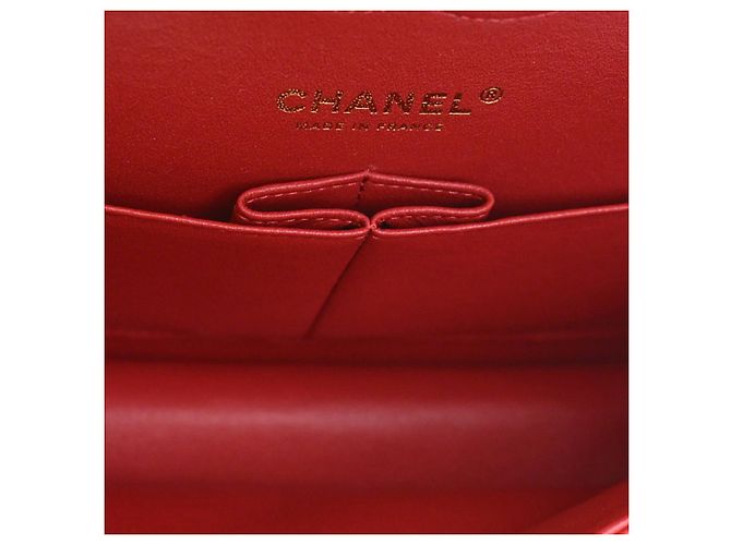 Chanel Red Medium Classic Lambskin Double Flap Rouge - vue 5