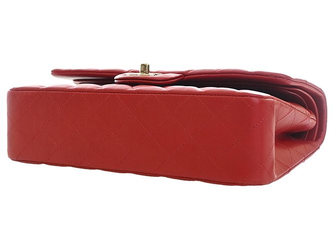 Chanel Red Medium Classic Lambskin Double Flap Rouge - vue 9