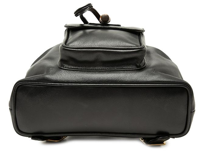 Bamboo Zaino Gucci in pelle di vitello nera con coulisse e bambù Nero - vista 3