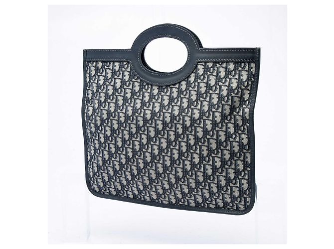 Autre Marque Clutch Dior Blue Oblique Canvas con patta Blu navy - vista 2