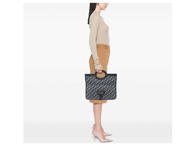 Autre Marque Clutch Dior Blue Oblique Canvas con patta Blu navy - vista 5