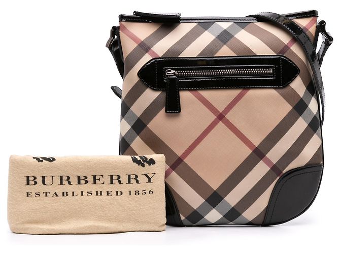 Burberry Beige Supernova Check Coated Canvas Dryden Crossbody - vista 7