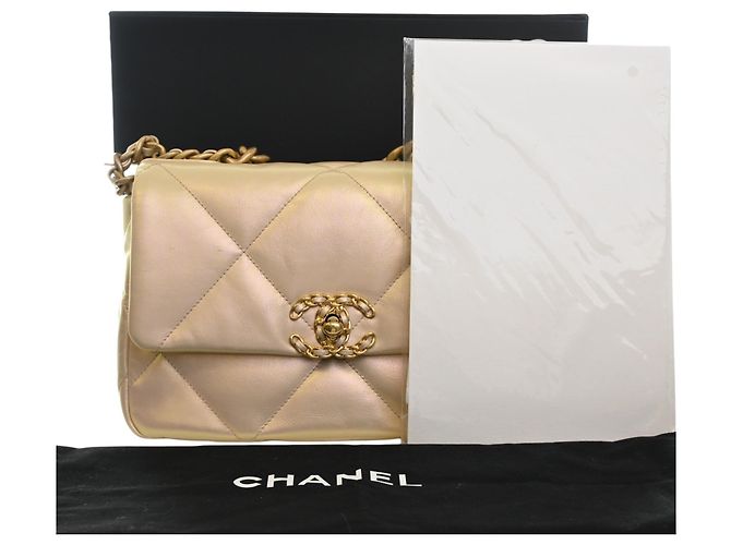 Chanel Beige Medium Iridescent Lambskin 19 Flap - Ansicht 15