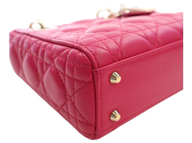 Autre Marque Dior Pink Mini Lambskin Cannage Lady Dior Rosa - vista 13