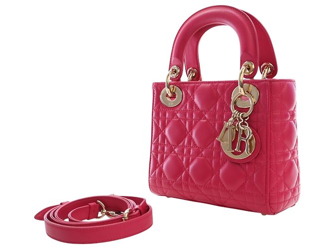 Autre Marque Dior Pink Mini Lambskin Cannage Lady Dior Rosa - vista 3