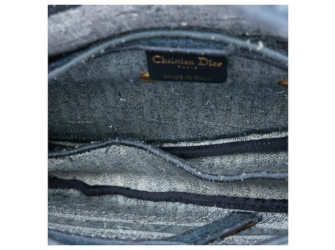 Autre Marque Borsa Saddle in denim blu ricamato Oblique Dior - vista 4