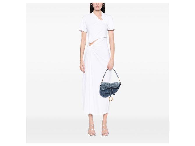 Autre Marque Borsa Saddle in denim blu ricamato Oblique Dior - vista 6