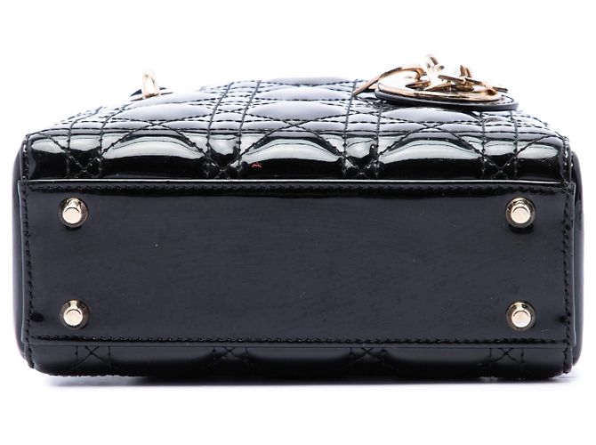 Autre Marque Dior Black Mini Patent Cannage Lady Dior Nero - vista 3