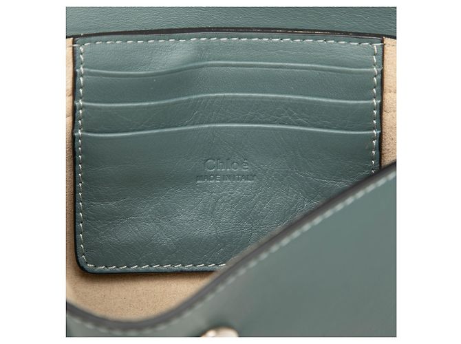 Chloé Mini Borsa a Tracolla Faye in Camoscio e Vitello Blu con Catena - vista 5