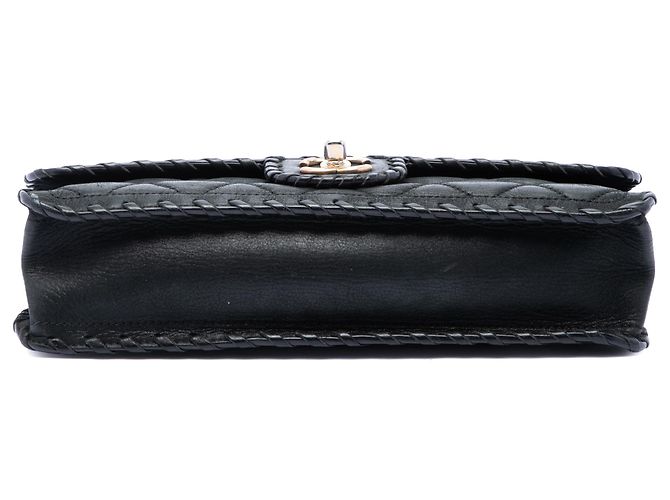 Chanel Black Medium Classic Calfskin Happy Stitch Flap Nero - vista 3