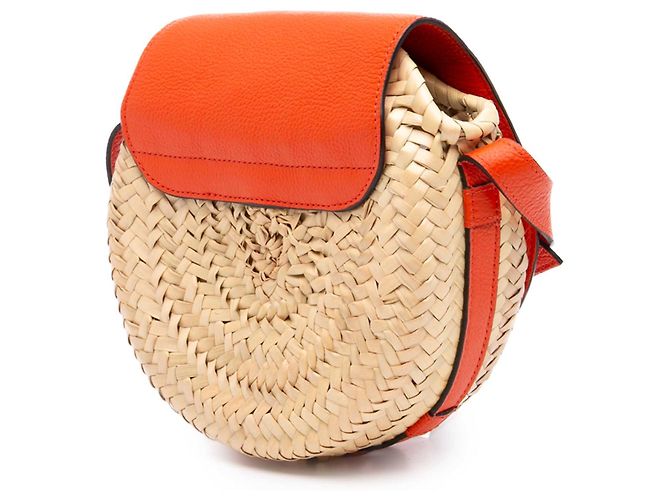 Chloé Beige Small Raffia Marcie Saddle Crossbody - vista 2