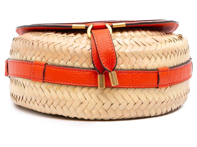 Chloé Beige Small Raffia Marcie Saddle Crossbody - vista 3