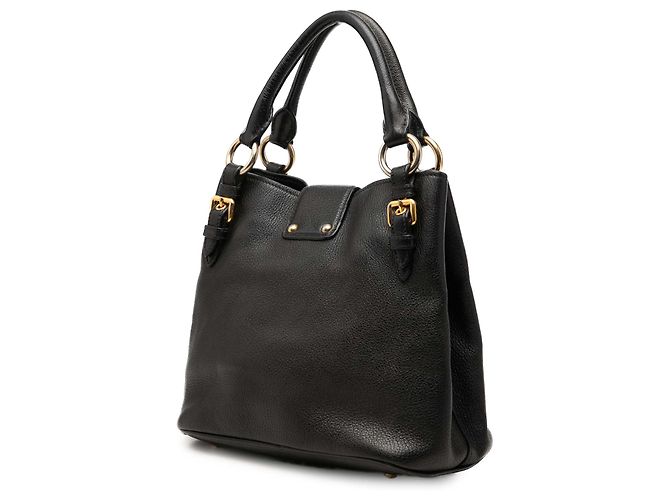 Borsa Satchel Miu Miu in pelle di capra nera Madras Nero - vista 2