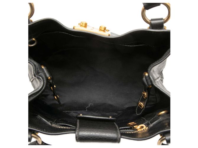 Borsa Satchel Miu Miu in pelle di capra nera Madras Nero - vista 4