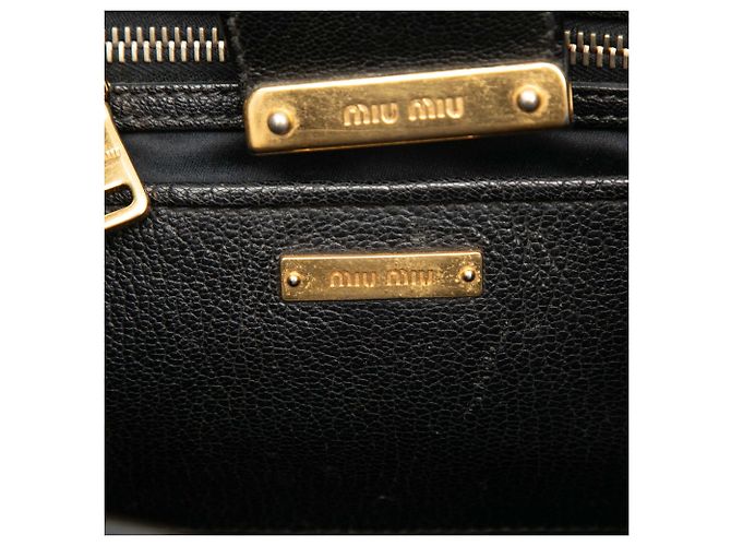 Borsa Satchel Miu Miu in pelle di capra nera Madras Nero - vista 5