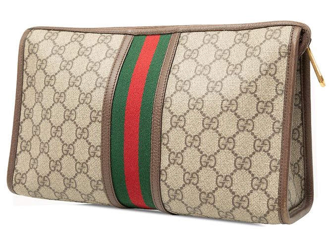 Clutch Gucci Beige GG Supreme Web Ophidia - vista 2
