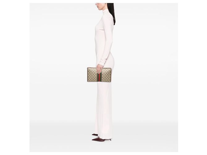Clutch Gucci Beige GG Supreme Web Ophidia - vista 6