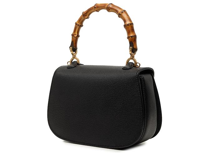 Gucci Black Small Grained Calfskin Bamboo Night Nero - vista 2