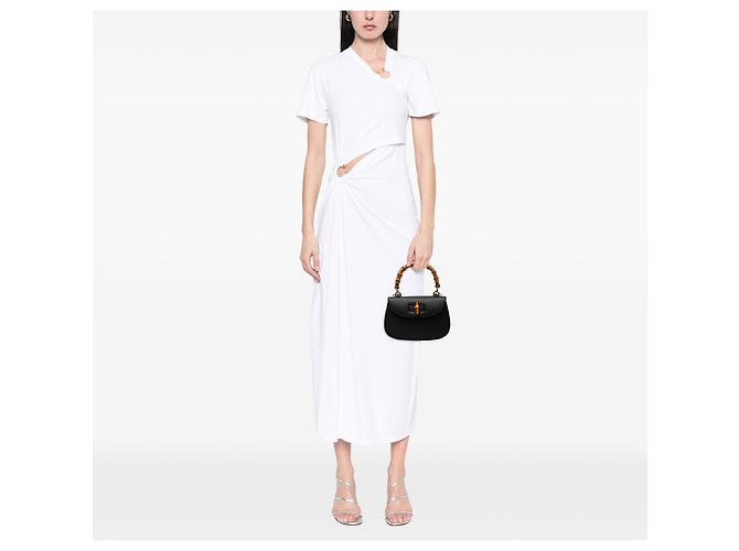 Gucci Black Small Grained Calfskin Bamboo Night Nero - vista 6