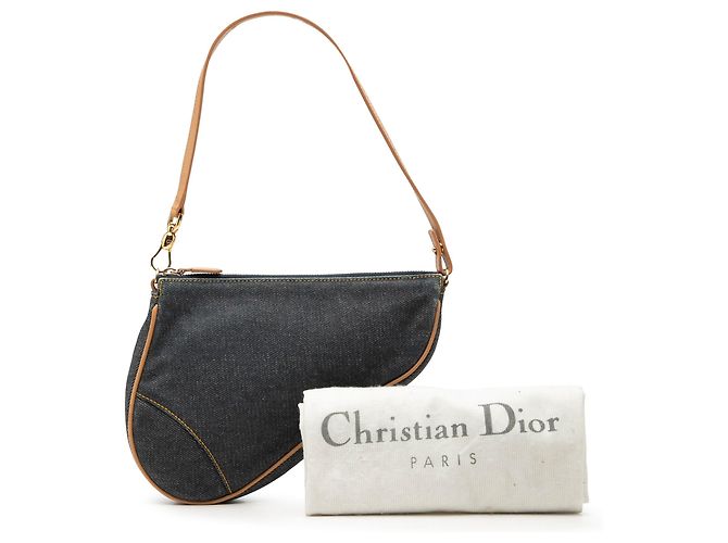 Autre Marque Pochette Saddle Mini in denim blu Dior Blu navy - vista 7
