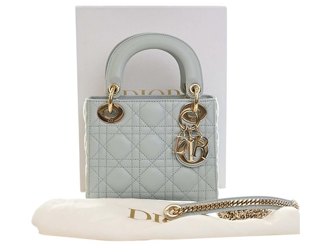 Autre Marque Dior Blue Mini Lambskin Cannage Lady Dior Blu chiaro - vista 15