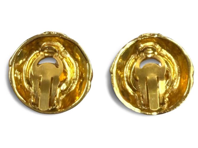 Orecchini a clip Chanel Gold CC placcati oro e perle finte D'oro - vista 2