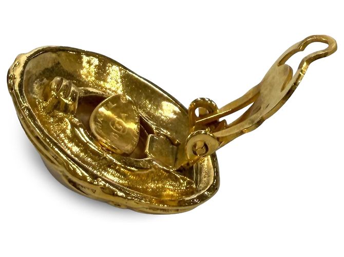 Orecchini a clip Chanel Gold CC placcati oro e perle finte D'oro - vista 4