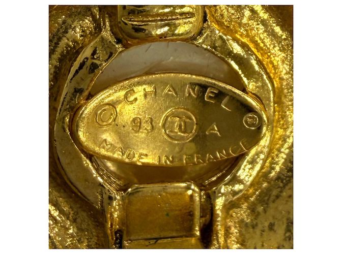 Orecchini a clip Chanel Gold CC placcati oro e perle finte D'oro - vista 5