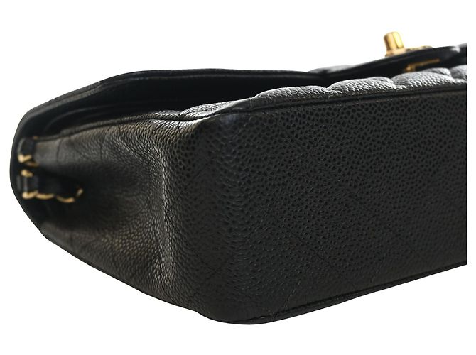 Chanel Black Medium Classic Caviar Double Flap Noir - vue 11