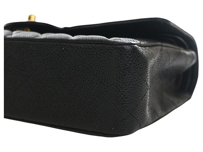 Chanel Black Medium Classic Caviar Double Flap Noir - vue 12