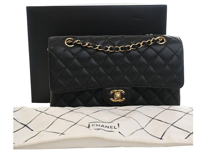 Chanel Black Medium Classic Caviar Double Flap Noir - vue 15
