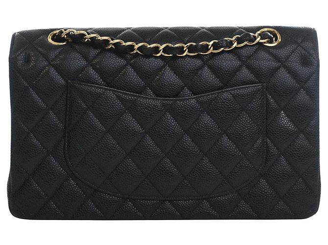 Chanel Black Medium Classic Caviar Double Flap Noir - vue 2