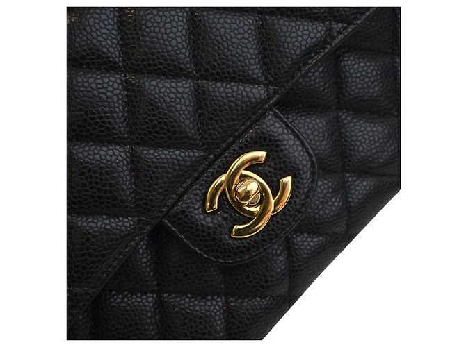 Chanel Black Medium Classic Caviar Double Flap Noir - vue 6