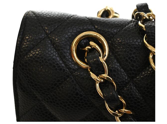 Chanel Black Medium Classic Caviar Double Flap Noir - vue 7