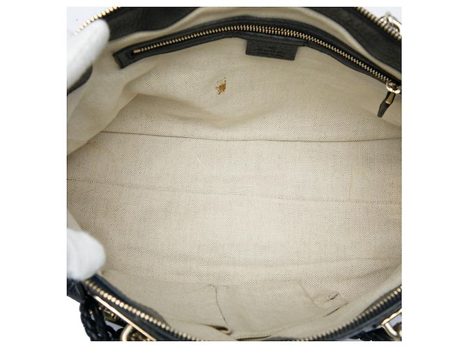 Borsa Satchel Bella Gucci in pelle di vitello martellata nera Nero - vista 4
