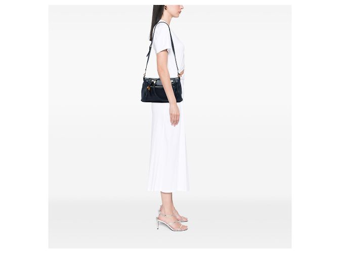 Borsa Satchel Bella Gucci in pelle di vitello martellata nera Nero - vista 5