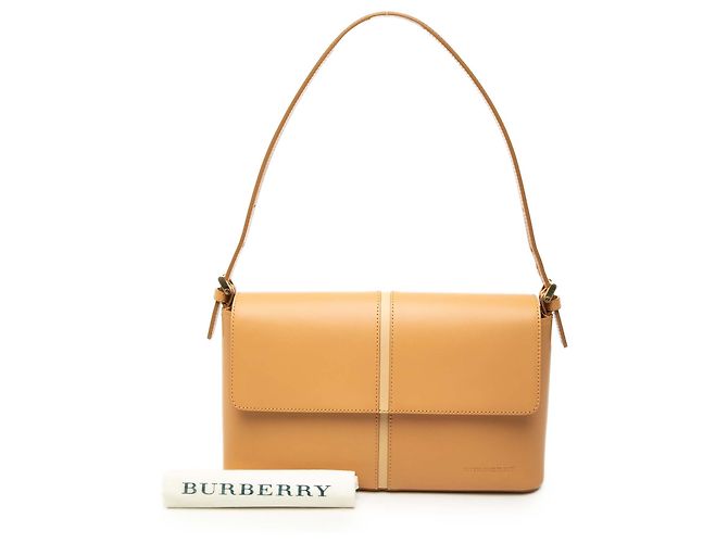 Borsa a tracolla con patta Burberry in pelle marrone Caramello - vista 7