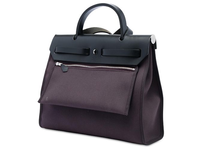 Hermès Purple Toile Herbag Zip 31 Lila Dunkelviolett - Ansicht 2