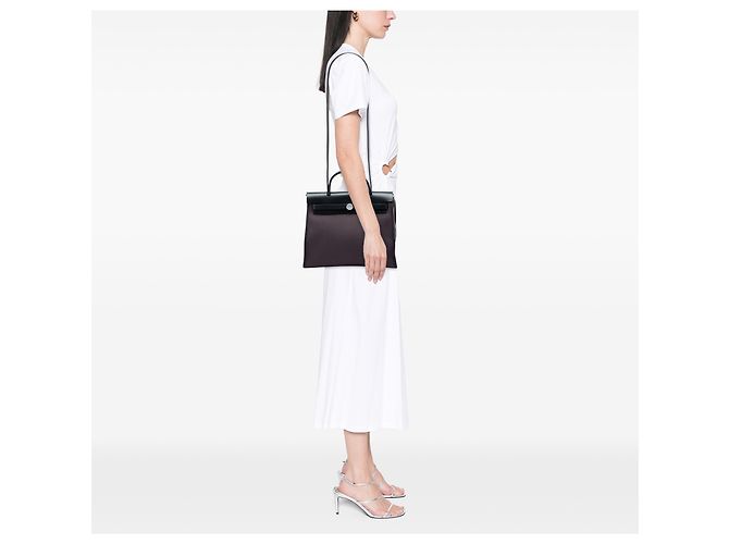 Hermès Purple Toile Herbag Zip 31 Lila Dunkelviolett - Ansicht 5