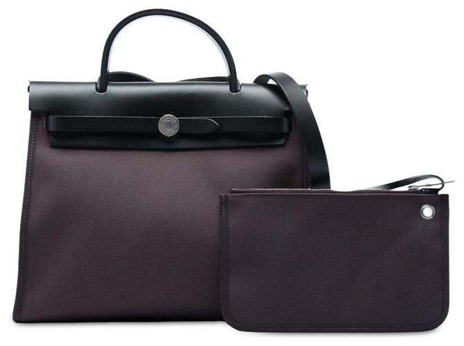 Hermès Purple Toile Herbag Zip 31 Lila Dunkelviolett - Ansicht 6