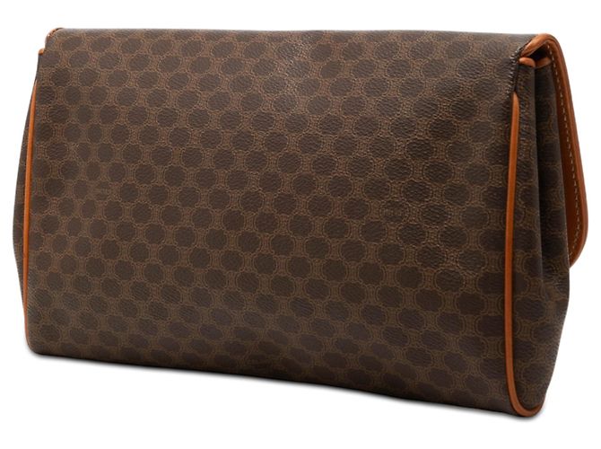Céline Clutch Celine Brown Macadam Coated Canvas Marrone - vista 2