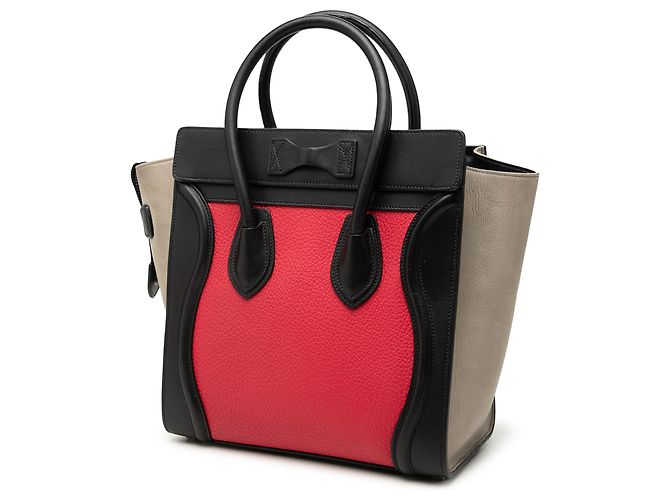 Céline Celine Luggage Tote Micro aus tricolor Leder in Rot - Ansicht 2