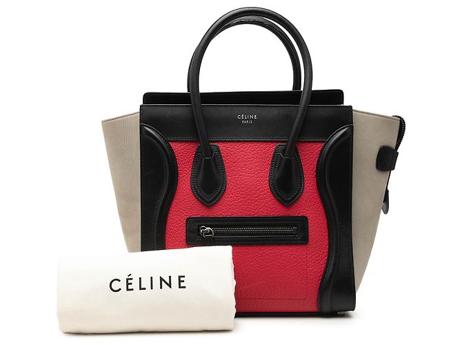 Céline Celine Luggage Tote Micro aus tricolor Leder in Rot - Ansicht 7