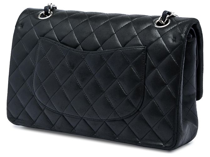 Chanel Black Medium Classic Lambskin Double Flap Preto - vista 2