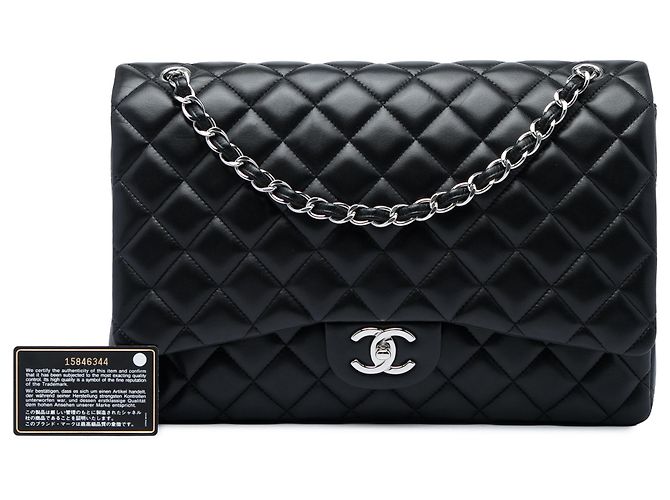 Chanel Black Jumbo Classic Lambskin Double Flap Nero - vista 6
