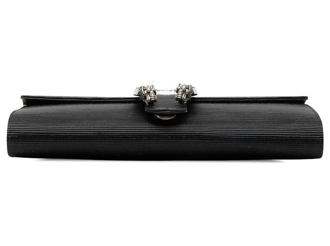 Clutch Dionysus com corrente em cetim canelado preto e cristais Gucci - vista 3
