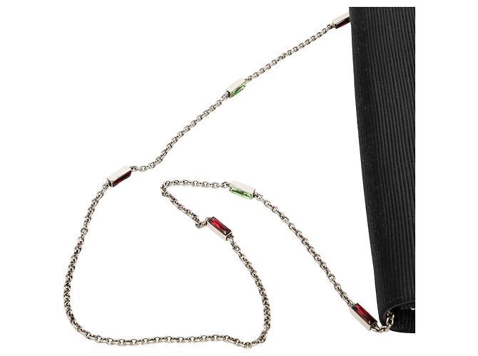 Clutch Dionysus com corrente em cetim canelado preto e cristais Gucci - vista 6