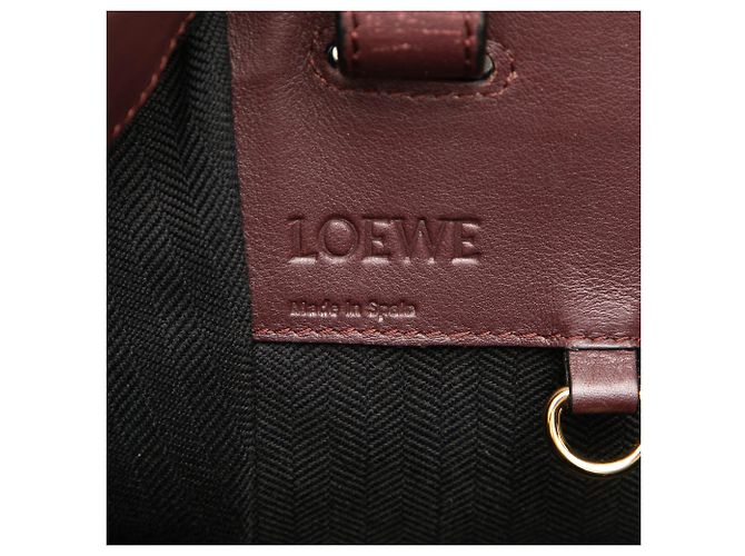 LOEWE Hammock Tasche Klein Bicolor aus Kalbsleder Rot Braun - Ansicht 5