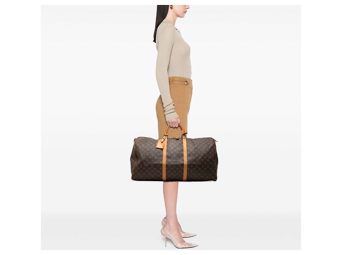 Louis Vuitton Brown Monogram Keepall 60 Castaño - vista 7